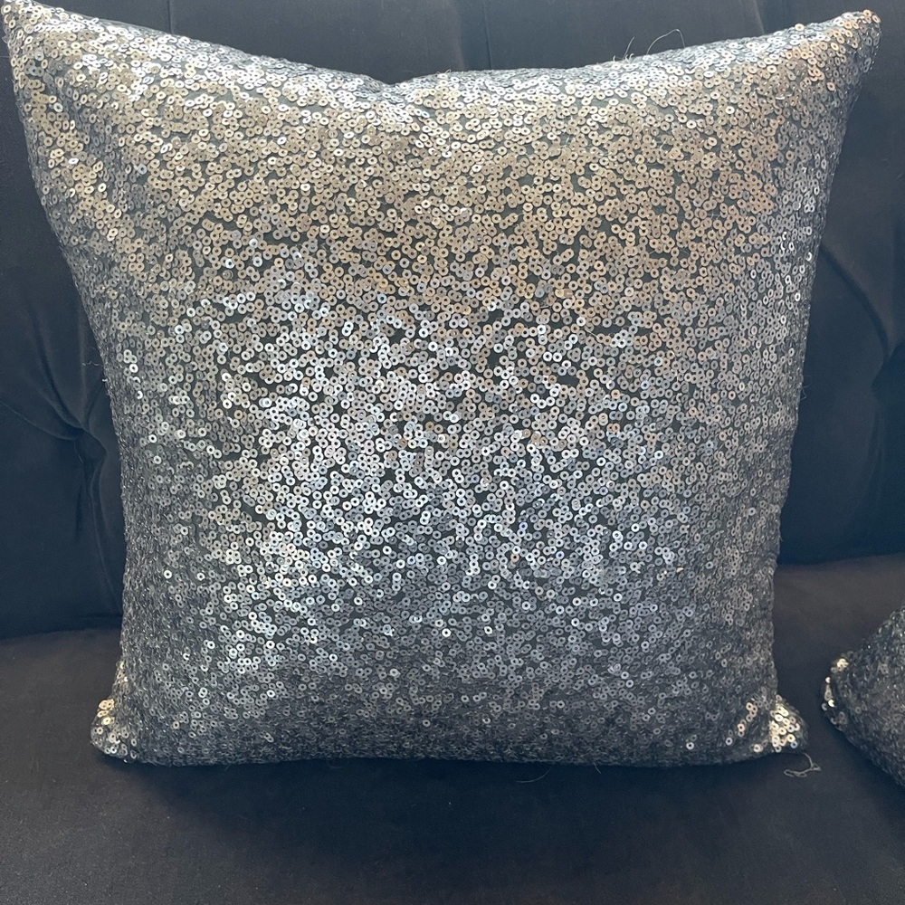 Two Silver Sequence pillows 15 x 15